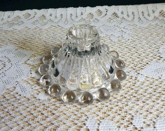 MidCentury  Anchor Hocking  Berwick Boopie Clear Single Light Candlestick - Made in USA