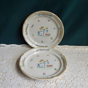 Heartland Stoneware Salad Plates - Set of 2 - Farm Scene Decor