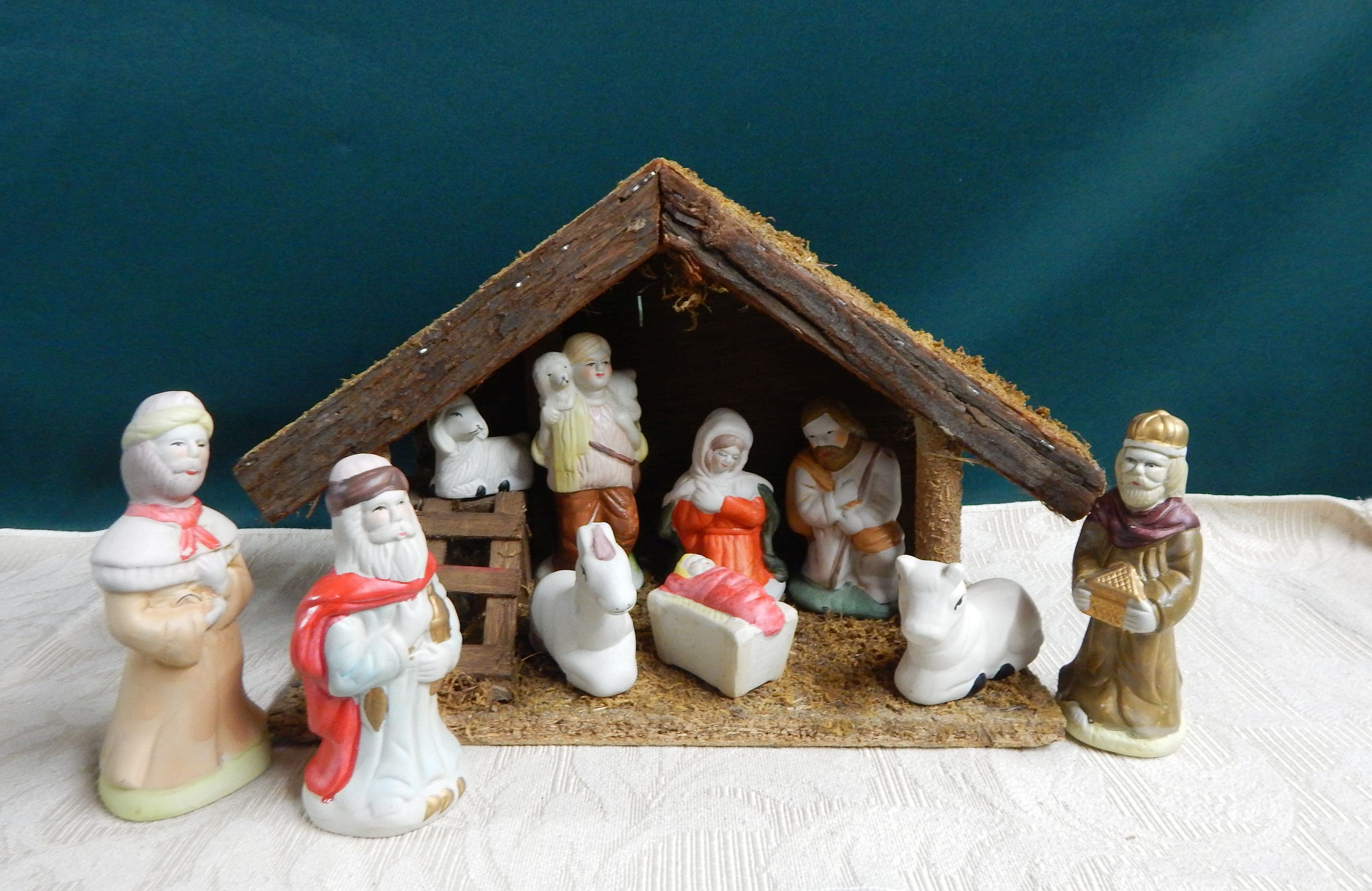 Christmas Nativity Set Bisque Porcelain Nativity 10 Pc Etsy