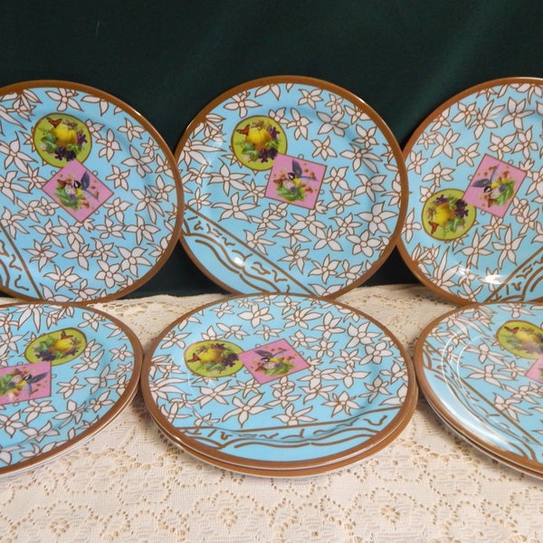 Bongenre Melamine Dinnerware - Set of 6 - Set of 3 - Maisy's Daisies Reverse - Luncheon Salad Plates