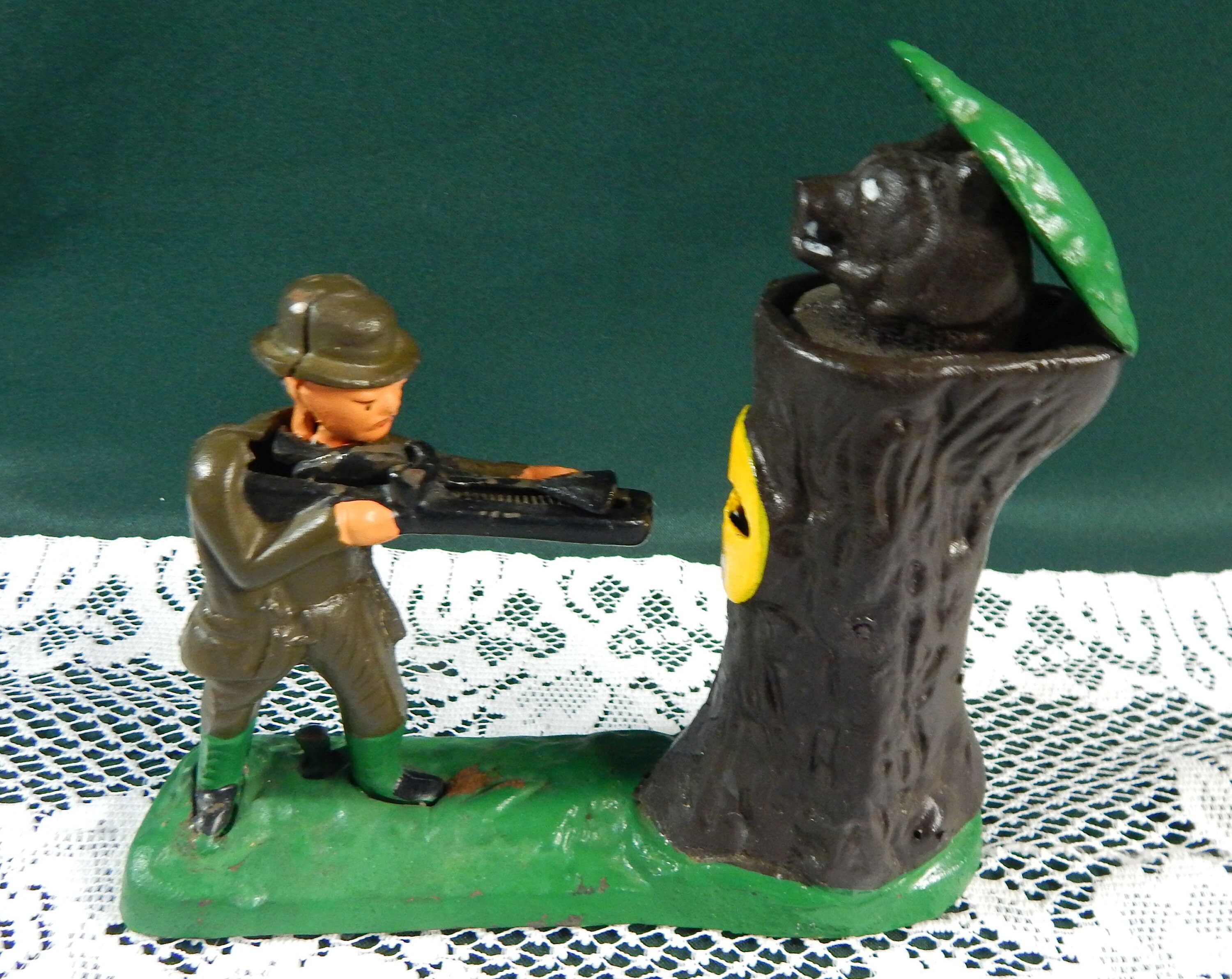 MidCentury Mechanical Bank Classic Hunter Bear Cast Iron Etsy