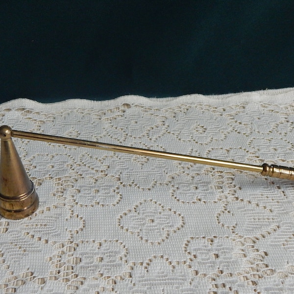 Brass Bell Candle Snuffer - Solid Brass Vintage Hinged Candle Snuffer - Long Handled Brass Candle Snuffer