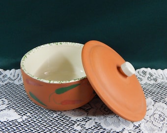 TerraCotta HandPainted Lidded Casserole by Vale Do Sol - Made In Portugal