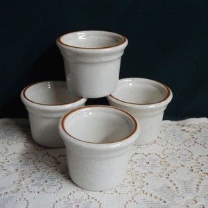 Syracuse China Ramekins - Set Of 4 - Restaurant-Ware 737 - Stoneware Custard Cups - Speckled Brown Trim