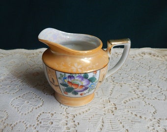 Takito Lusterware Creamer: Handpainted Floral Art Deco Serviceware