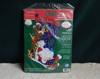 Felt Works Winter Snooze Stocking  - Dimensions Felt Applique - Polar Bear Stocking - DIY Christmas Stocking - Sealed Package - Sewing Craft