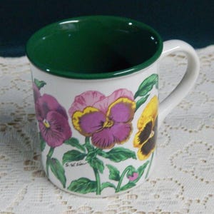 Potpourri Press Mugs - 10 Oz 1991 Potpourri Press Pansies  Mug -  Replacement Discontinued Pattern Made in Korea
