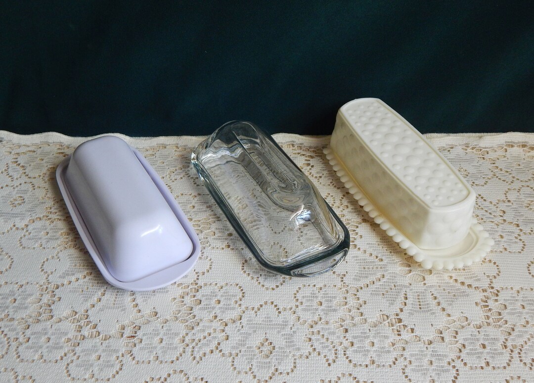 Covered Butter Dishes 1/4 Butter Plastic Glass Butter Etsy