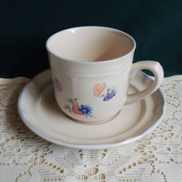 Petite  International Cups Saucer Set - Replacement Dishes - International Tableworks England - Discontinued Pattern 005 - Stoneware Japan