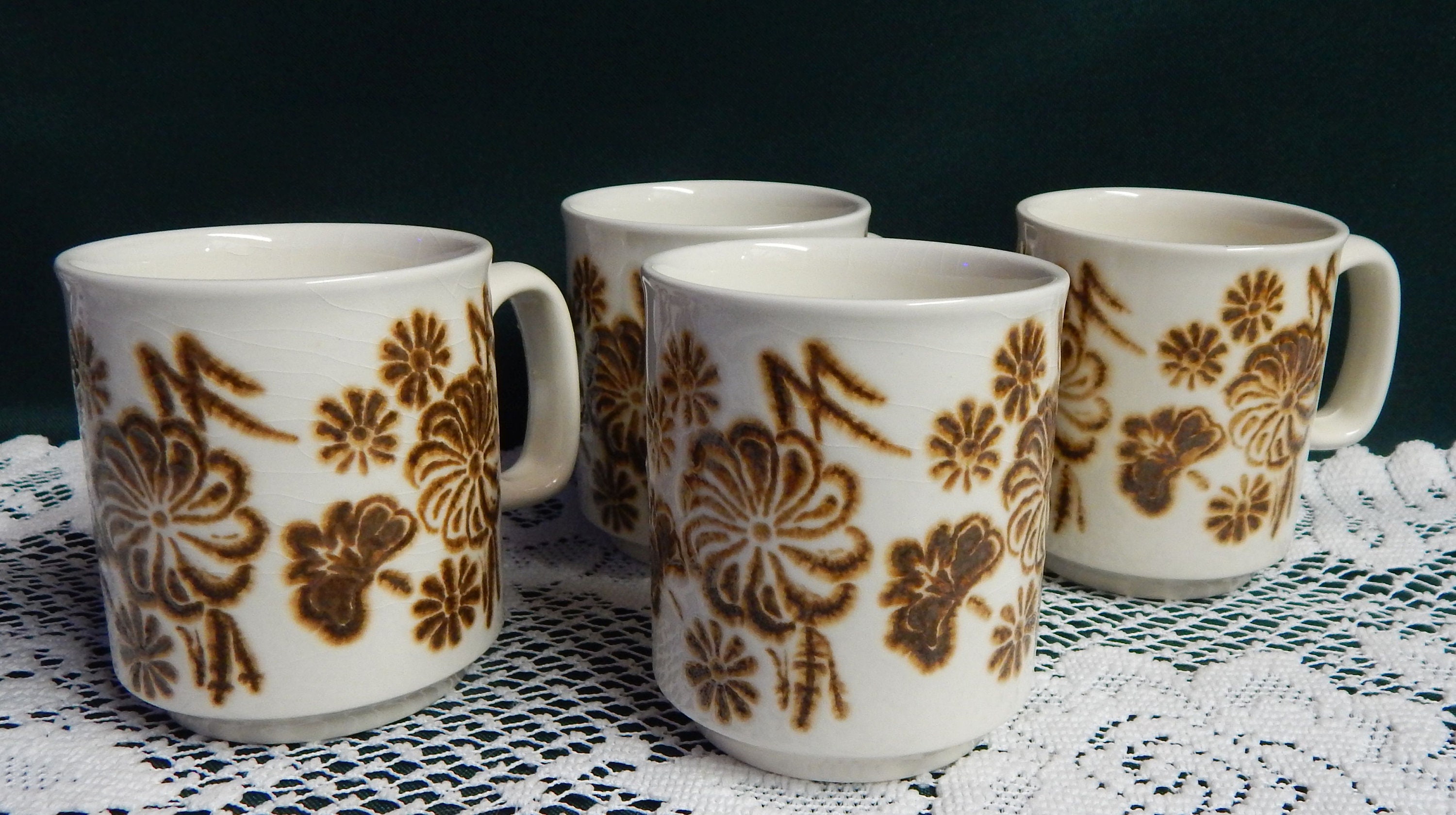 English Tea Mugs Set of 4 WP Made in England Flower Etsy