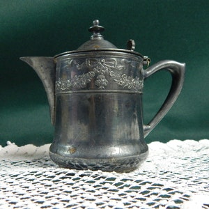 19th Century Silverplated Creamer: Rogers Smith & Co Embossed Floral Decor image 1