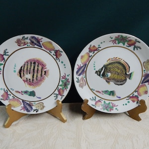 Oriental Accent Plates - Decorative Tropical Plates - Tropical Fish Decor - Buy Individually or - Buy as Set - Made in China