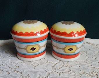 Salt Pepper Shakers - Cracker Barrel Southwestern Shakers - 1999 Figural Lighthouse Shakers - With Stoppers