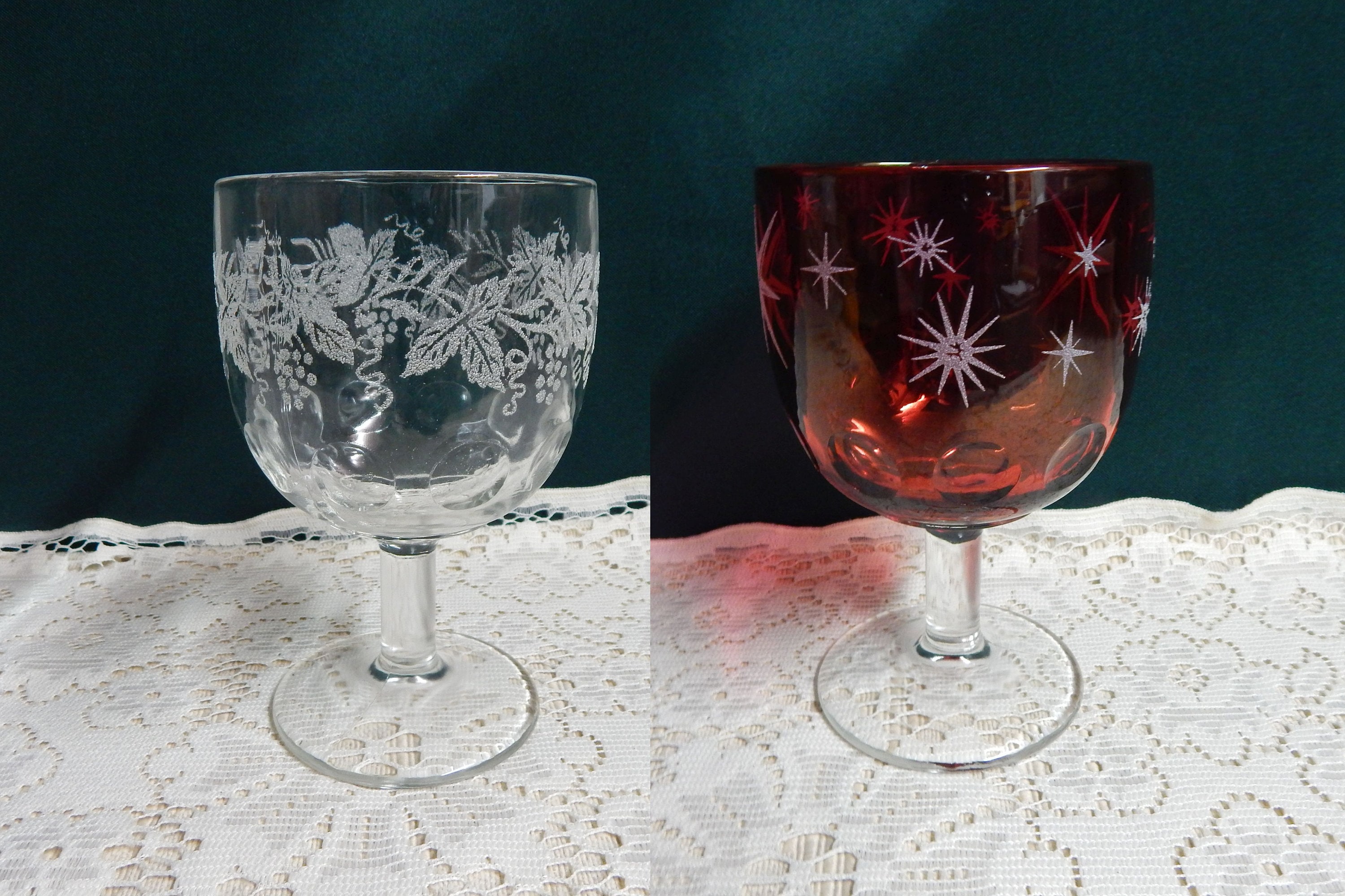 Art Deco Colored Crystal Wine Glass Set of 4, Large 18oz Stemmed Glasses  Vibrant Vintage Glasses for White & Red, Water, Margarita Glasses, Gift  Idea