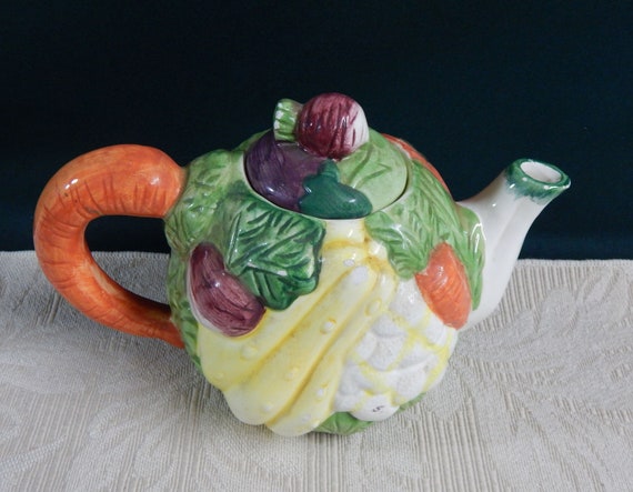 (7) Vintage Mini Fruit & Vegetable Teapot Set