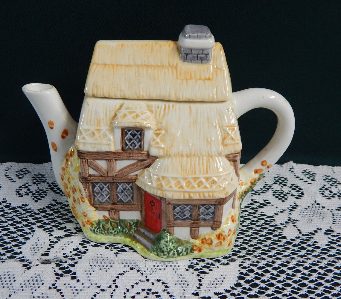 Figural Cottage Teapot Cottage House Teapot Ceramic Etsy