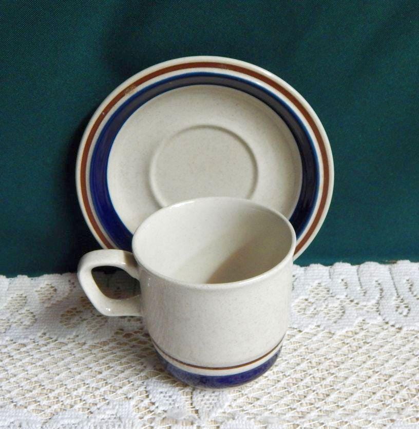 Yakama Chateau Cobalt Blue 8oz Stoneware Handpainted Flat Cups & Saucers -  Made in Japan - Etsy