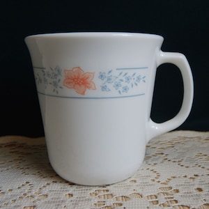 Corelle Apricot Grove Mugs: Peach Floral Pattern - Made in USA