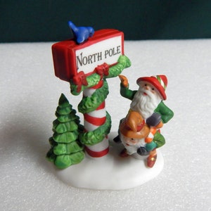 Dept 56 Figurine - Trimming The North Pole  No 5608-1 - 1990s Dept 56 Village Heritage North Pole - Made in Taiwan