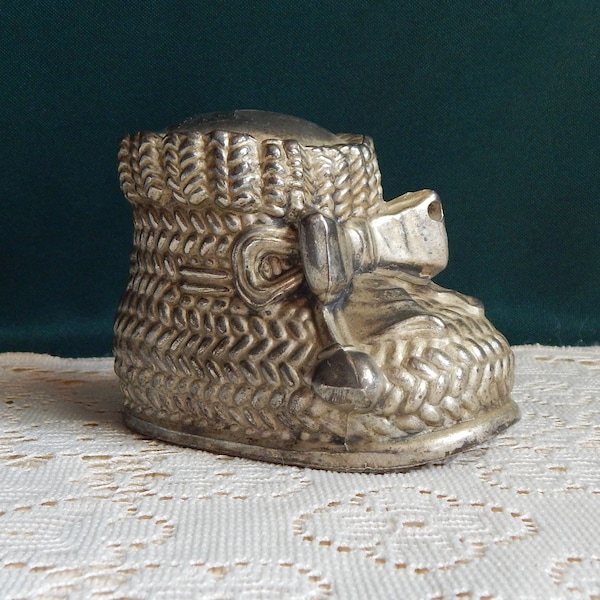 Mid Century Coin Bank - Baby Bootie Coin Bank - Leonard Silverplated Bank - Made In Italy