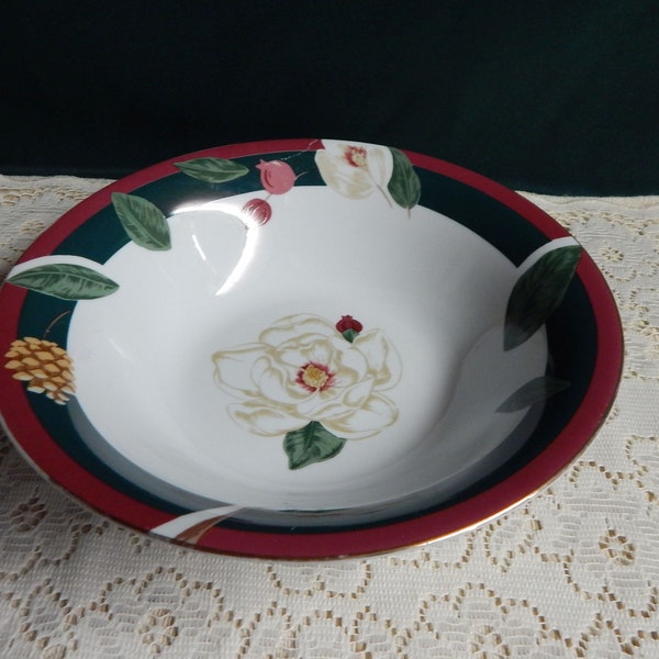 Tienshan Magnolia Fine China 9" Round Vegetable Bowl - Vintage Magnolia by Tienshan Fine China Replacement Dishes - Discontinued Pattern