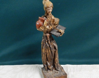Mexican Folk Art Paper Mache Sculpture Village Woman Figurine