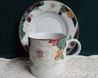 Tienshan Magnolia Fine China 8Oz Flat Cups & Saucers Sets