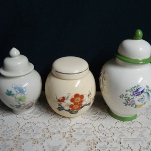 Handpainted Floral Ginger Jars: Cho Cho, Satsuma, Ely