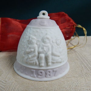 Lladro Bell Ornament - Holiday Ornament - 1987 Lladro Bell - Porcelain Handmade Bell - Christmas Ornament - Handmade In Spain