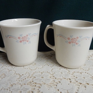 Corelle English Breakfast Mugs - Set of 2 - Pink Floral - USA Made