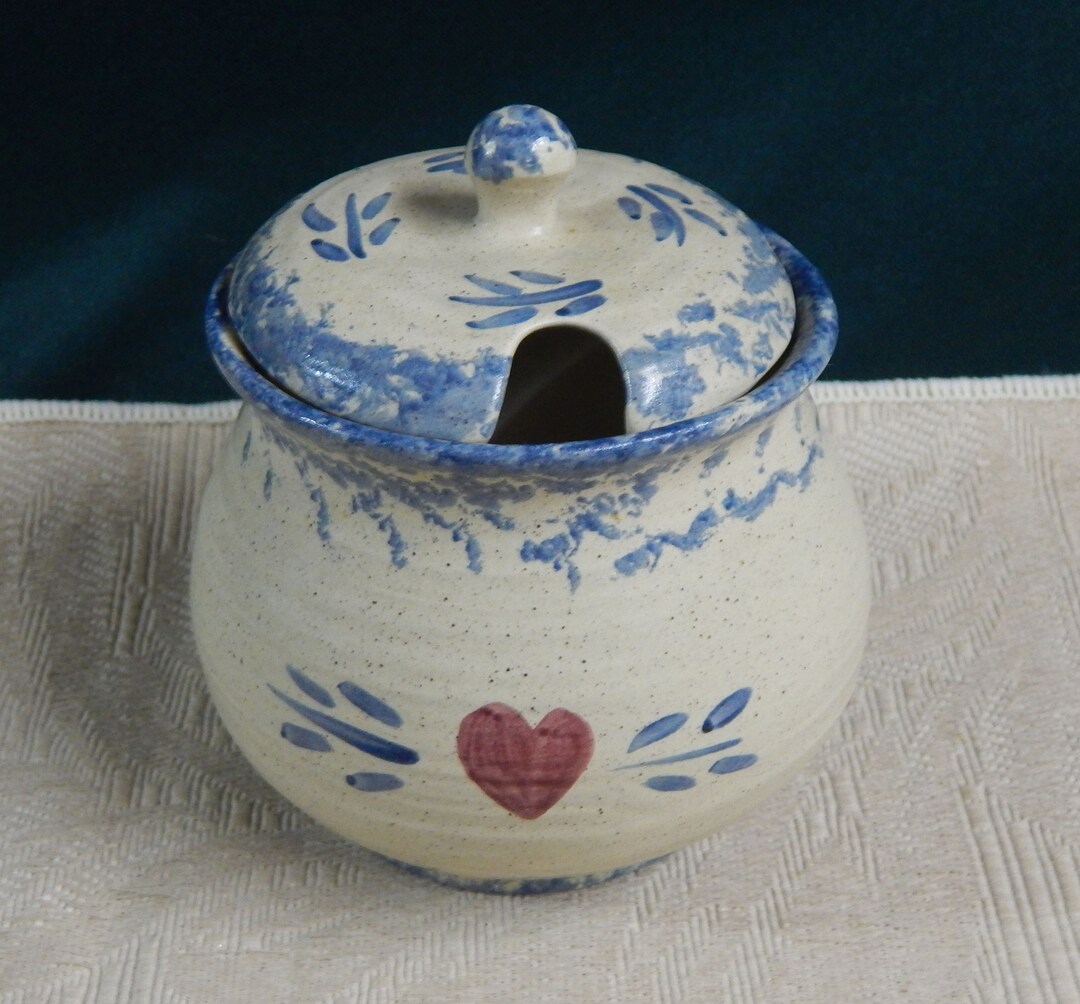 Stoneware Jam Jar Magnolia Ridge Jar Sponged Stoneware Jar Etsy
