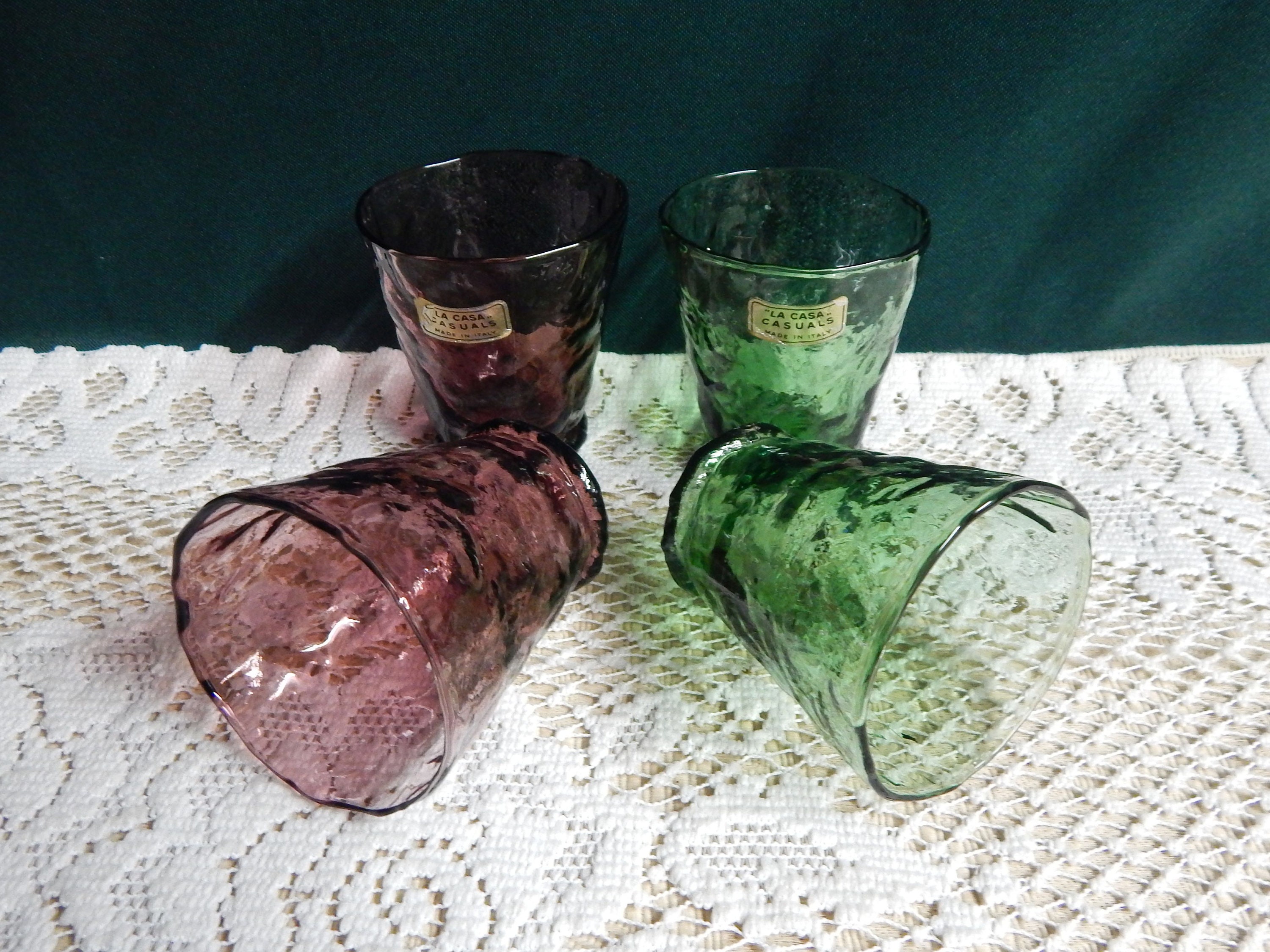 13 oz. Vintage Textured Sage Green Glass (Set of 6)