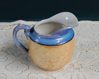 Vintage Lusterware Creamer: Orange & Blue, Made in Japan