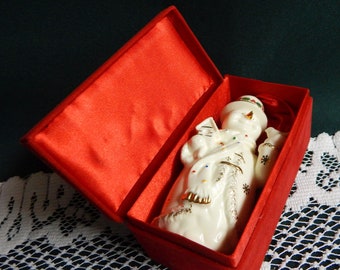 Formalities Snowman Ornament - Porcelain Formalities Snowman with Bird Ornament - Formalities by Baum Brothers - In Original Box