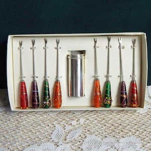 Pier 1 Hors d&#39;oeuvre Picks: Glass Handle Stainless Steel Forks, Set of 8