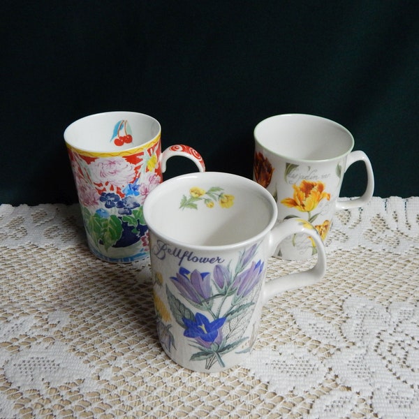 Assorted Floral Porcelain Mugs - Wild Garden - Roy Kirkham - Tuscany Wren Gift - Susannah Ledwith - Rose of England - Made In England