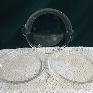 Pyrex Pie Plates - 9&quot; Pie Plates - Clear Pie Plates - Pyrex 209 Plates - Pyrex 229 Fluted - Fluted Pie Plate - Pyrex Clear Glass