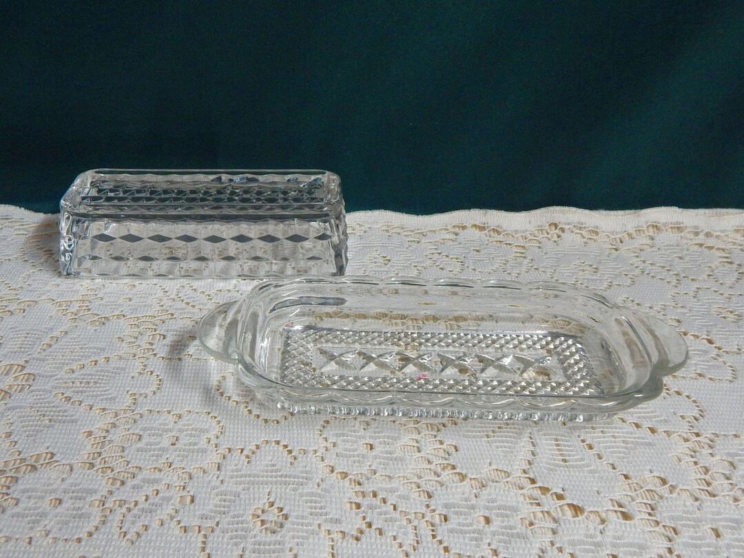 Cut Glass Butter Dishes Fostoria American Clear Lid Anchor Hocking Wexford Dish 1/4 Pd Butter