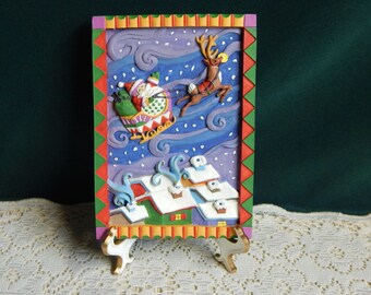 World Showcase Santa - 1997 World Showcase Gift Collection HandPainted Santa Wall Plaque by Paper Magic Group - Original Box