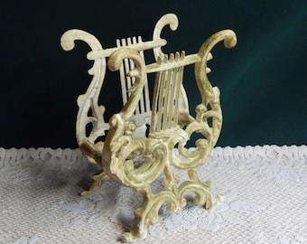 MidCentury Cast Metal Lyre Style Music, Book or Magazine Rack