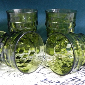 Whitehall Footed Tumblers - SETS of 2 - Mid-Century Colony 9 Oz Whitehall Avocado Cubic Footed Tumblers -  Replacements Discontinued Pattern