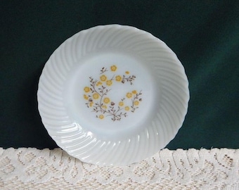 Termocrisa Milk Glass 7.5" Floral Swirl Soup Salad Bowls - New Old Stock - Made in Mexico