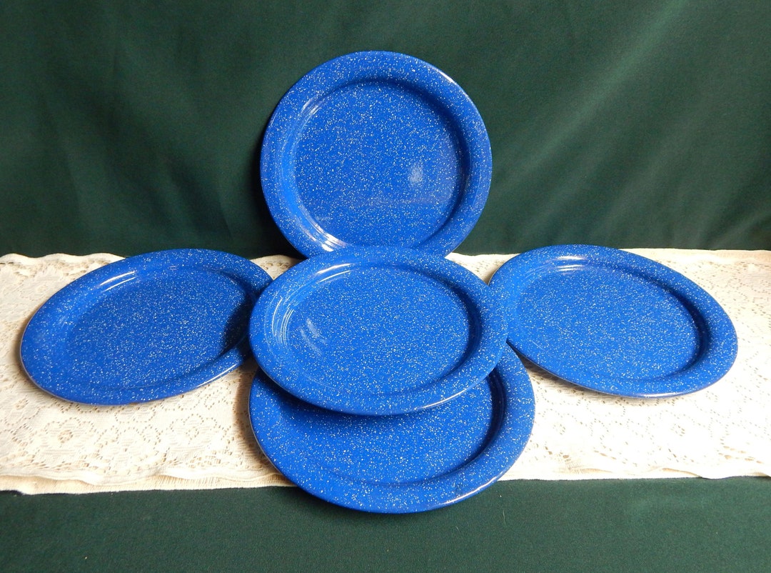 Enamelware Dinner Plates Set of 5 Camping Dishes Metal Dinner Plates Etsy