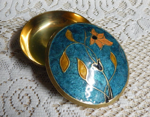 Jewelry Dish Boxes - Vanity Trinket Boxes - Brass… - image 1