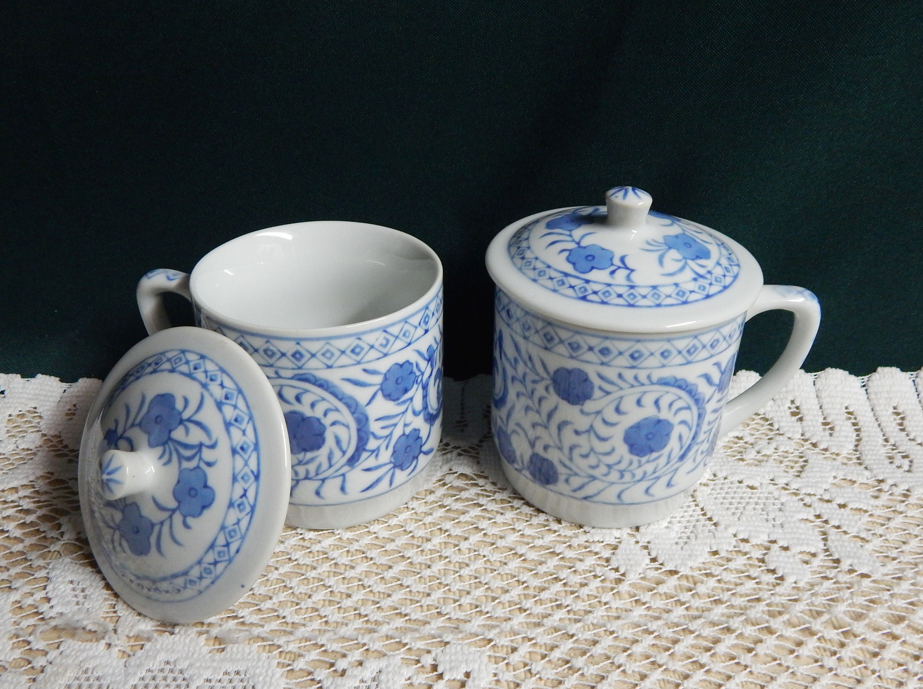VTG Williams Sonoma Brasserie Blue Banded Porcelain Coffee Tea Cup and  Saucer