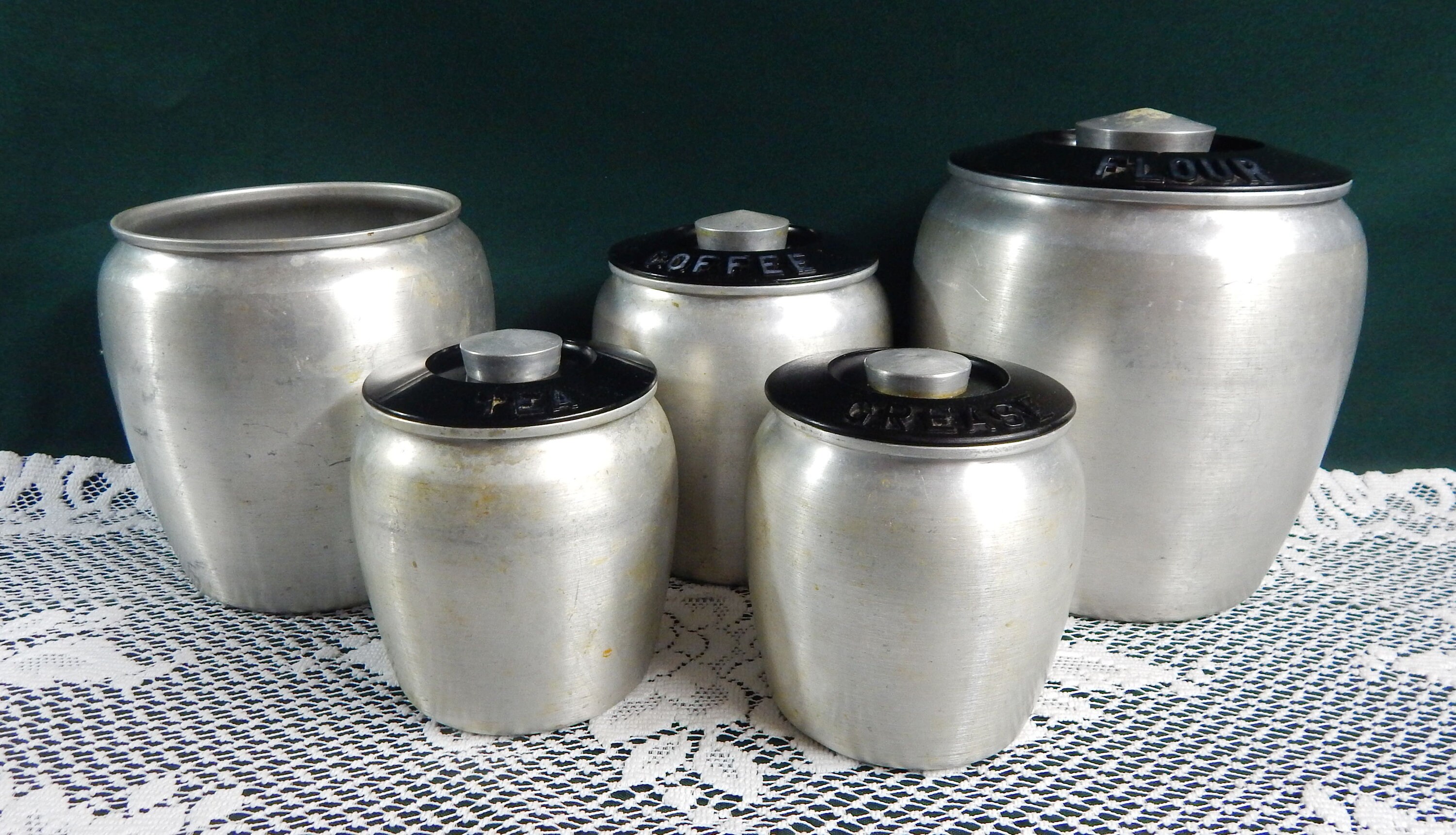 Kromex Aluminum Canisters 5 Canister Set Brushed Aluminum Etsy