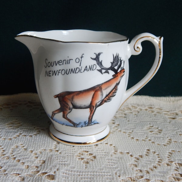 Queen Anne Newfoundland Souvenir Creamer - Fine Bone China - Cabot Tower - St John's NFLD