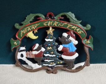 Cast Iron 8" Christmas Holiday Trivet or Wall Hanging