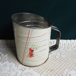 Mid-Century Bromwell's Flour Sifter: 5-Cup Hand Crank Kitchenalia