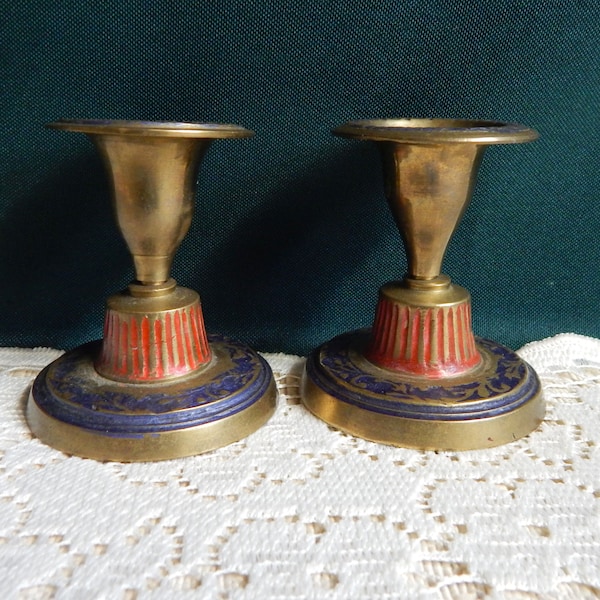 Penco Brass Candlestick Holders - Set of 2 - Brass Taper Candleholders - Made In India